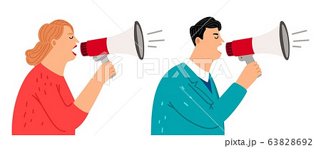 People with megaphone People with megaphone 63828692