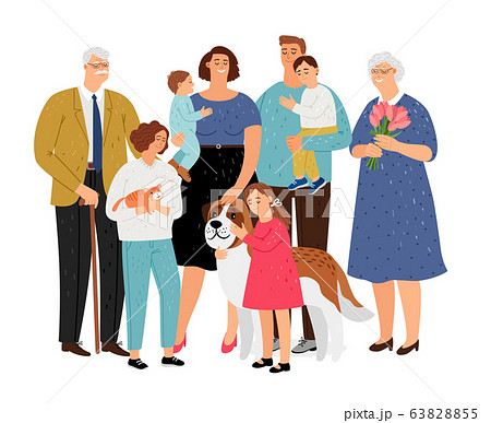Big family with pet 63828855