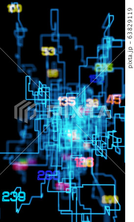 Bigdata concept Abstract background with a lot of different numbers and connections between them. Digital cyber pattern 3d illustration 63829119