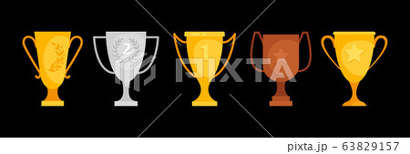 Vector goblets collection. Gold, silver, bronze award isolated on black 63829157