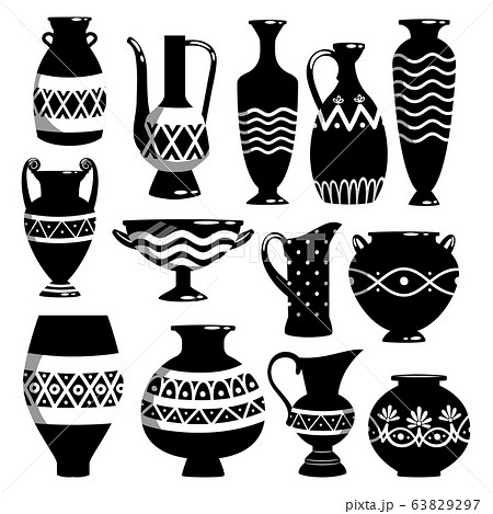 Black And White Ceramic Bowlsのイラスト素材