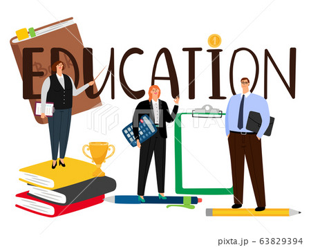 Cartoon style people man and woman education vector concept 63829394