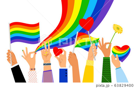 Hand holding pride flag 63829400