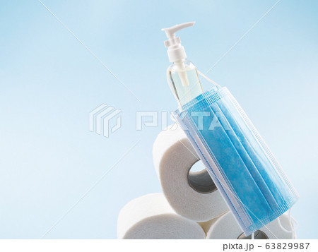 Products to face covid19 quarantine. Panic concept 63829987