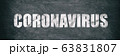 Coronavirus COVID-19 white text on blackboard chalkboard texture banner background. Graphic design of corona virus drawing panoramic with text title 63831807