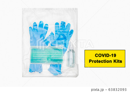 COVID-19 Protection Kits on white background 63832093