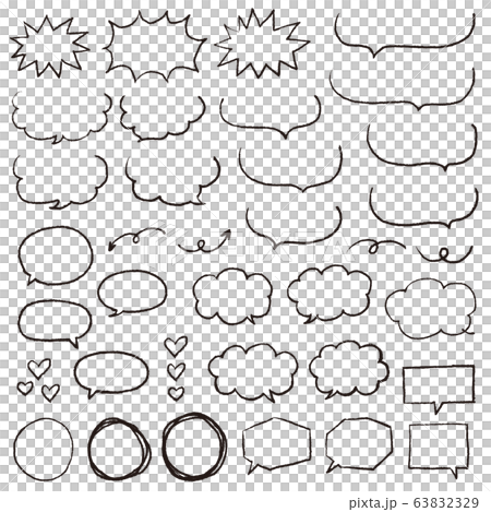 クレヨン風 黒の手描き吹き出しセット 63832329