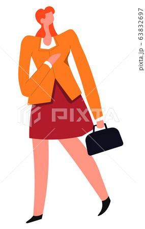 Female character wearing casual clothes and holding handbag vector 63832697