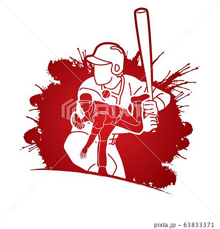 Baseball player action cartoon sport graphic - Stock