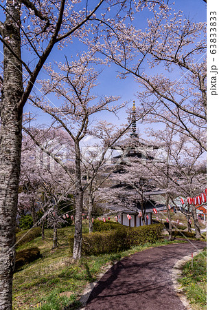 福島県二本松市　春の安達ヶ原ふるさと村　五重塔 63833833
