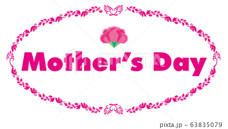 母の日のロゴマーク アイコン クラシックな円形の飾り罫のデザイン赤 Mother S Dayのイラスト素材
