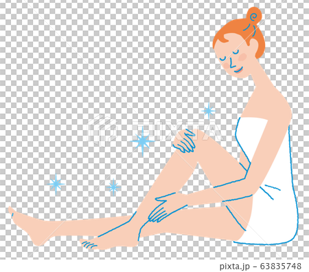 フットケア　レッグケア　女性　イラスト 63835748