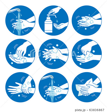 手洗いの手順イラストセット03 63836867