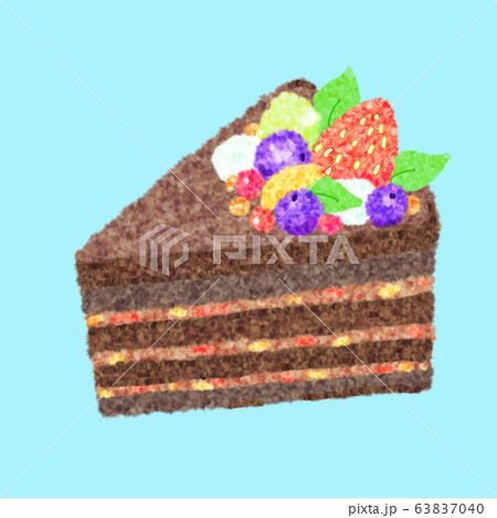 ベリーで飾り付けられたチョコレートケーキのイラスト素材