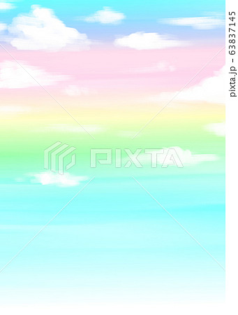 ファンシーな虹色の青空背景イラスト 63837145