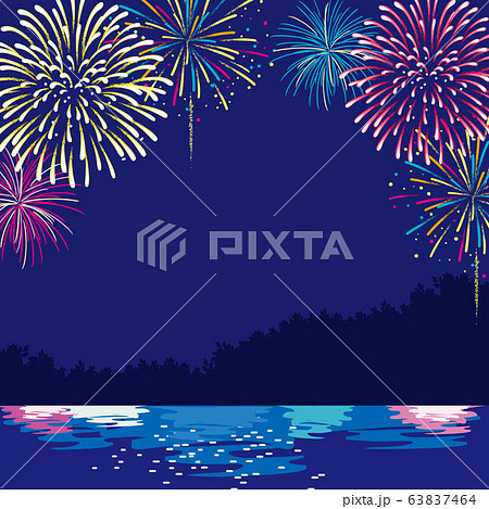 Fireworks In The Water Blue Background Stock Illustration