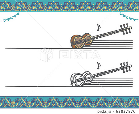 アラブ民族楽器を使ったラベル素材 アラブ民族楽器を使ったラベル素材 63837876