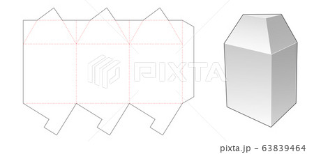 Triangular packaging box die cut template 63839464