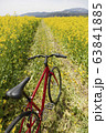 赤い自転車と菜の花畑 63841885
