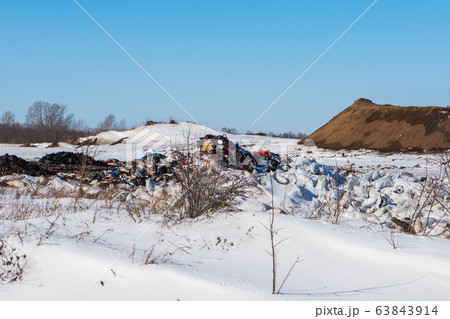 Plastic pollution or unauthorized dumping concept Plastic pollution or unauthorized dumping concept 63843914