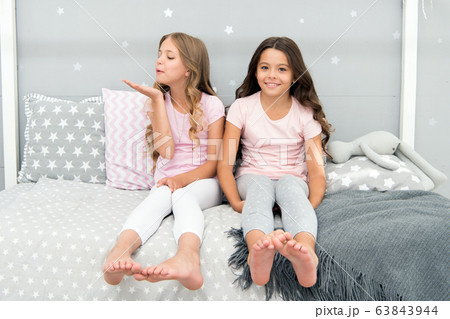 Childhood friendship concept. Girls best friends Childhood friendship concept. Girls best friends 63843944