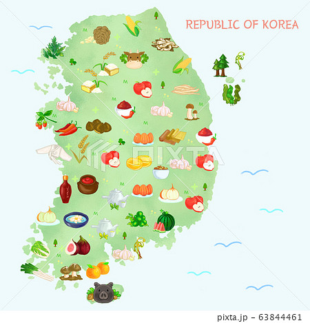 Map of food material in Korea, food-producing district illustration. 009 Map of food material in Korea, food-producing district illustration. 009 63844461