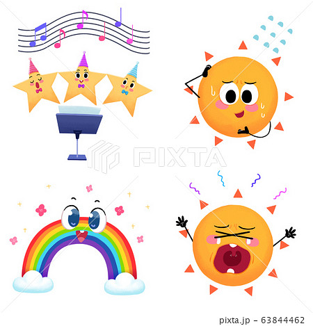 Set of Weather icon cartoon style illustration. 006 63844462