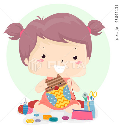 Kid Girl Verb Make Craft Illustration 63845131