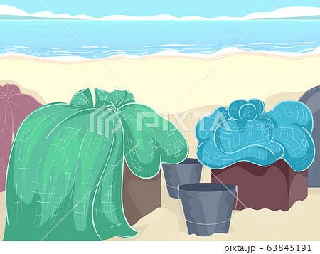 Fish Nets Container Sea Side Illustration 63845191