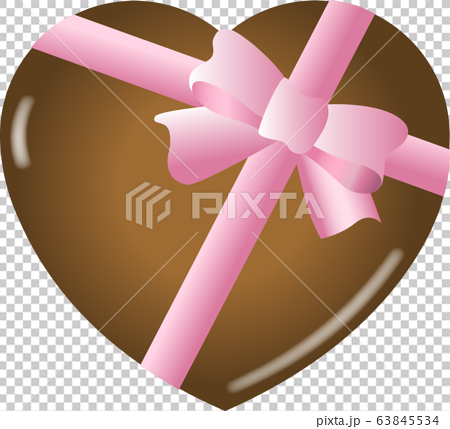 ハート型チョコレート（ピンクのリボン）ベクター 63845534