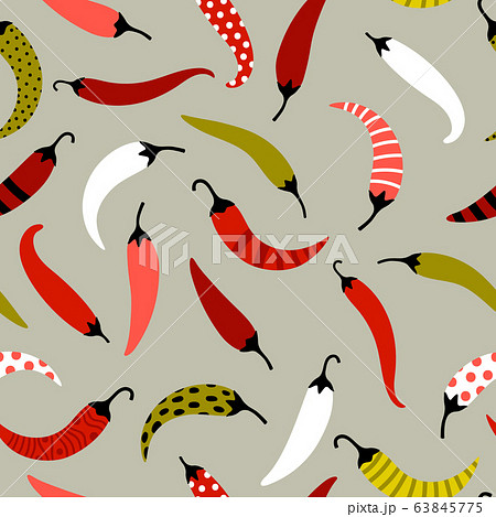 Chili pepper flat vector seamless pattern Chili pepper flat vector seamless pattern 63845775