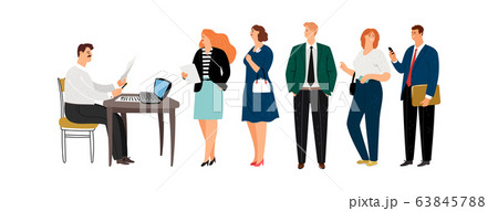 Male secretary and people queue Male secretary and people queue 63845788