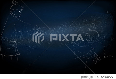 天の川と七夕の織姫と彦星のイラストのイラスト素材