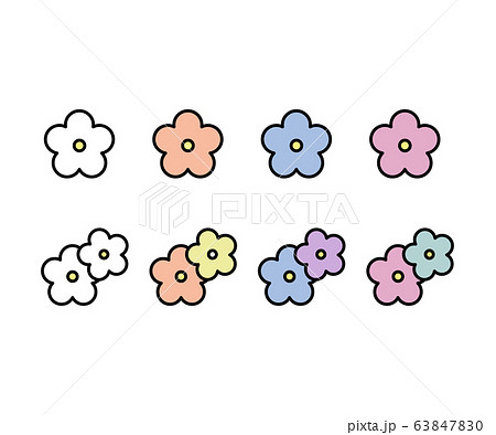 かわいいお花のアイコンのセット シンプル イラスト ベクターのイラスト素材 63847830 Pixta