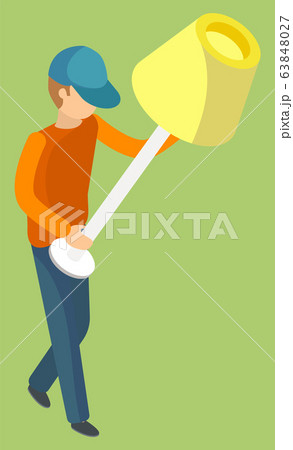 Delivery Service Man Carrying Torchiere Vector Delivery Service Man Carrying Torchiere Vector 63848027
