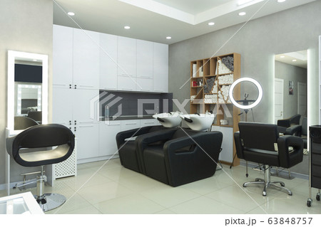 Wash sink, mirror with light and barbers chair Wash sink, mirror with light and barbers chair 63848757