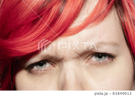 Close up of face of beautiful caucasian young woman, focus on eyes 63849013