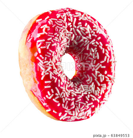 Glazed donut with sprinkles on a white background Glazed donut with sprinkles on a white background 63849553