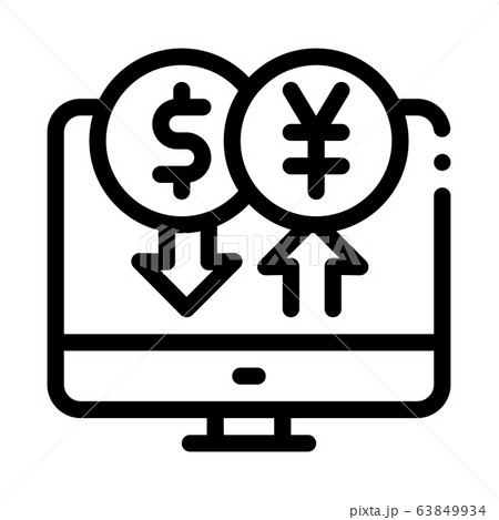 computer currency exchange icon vector outline illustration 63849934