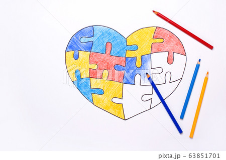 World Autism Awareness day. Color pencils and World Autism Awareness day. Color pencils and 63851701