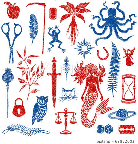 Set with magic and mystical elements illustrations 63852603