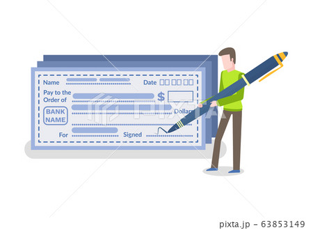 Person Filling Green Empty Blank, Finance Vector 63853149