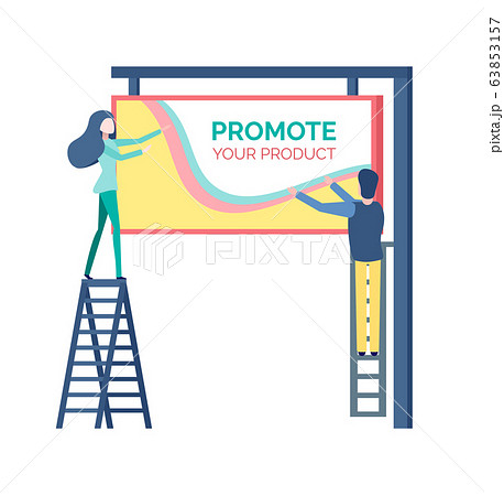 People Standing on Stairs near Billboard Vector People Standing on Stairs near Billboard Vector 63853157