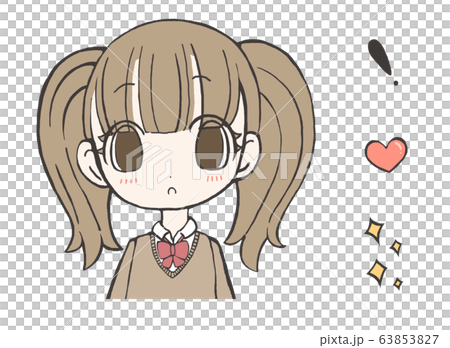 学生 女の子 アイコン セット イラストのイラスト素材