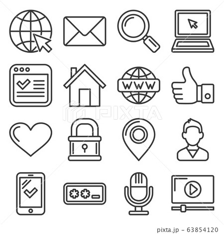 Website Development Icons Set on White Background. Line Style Vector 63854120