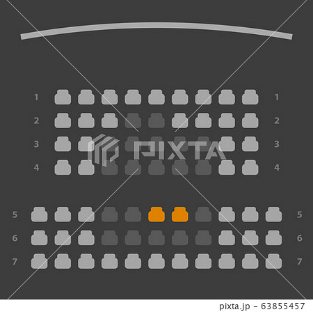 Cinema seats booking online ui dark gray color design scheme or film theatre vip places reservation template layout vector flat cartoon illustration image 63855457