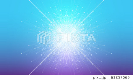Geometric abstract background expansion of life. Colorful explosion background with connected line and dots, wave flow. Graphic background explosion, motion burst. Scientific vector illustration. 63857069