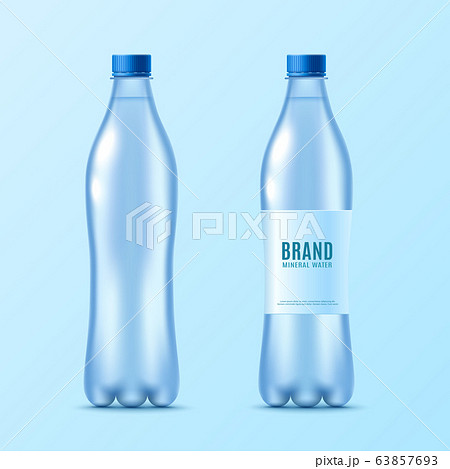 Mockups set of water bottle with label realistic vector illustration isolated. 63857693