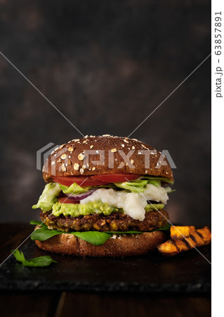 Delicious fresh home made vegan lentils burger on 63857891