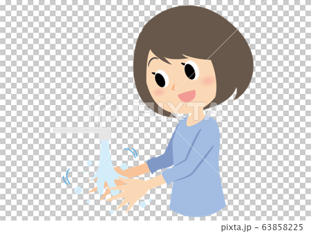 女性の手洗い　ぬらす 63858225